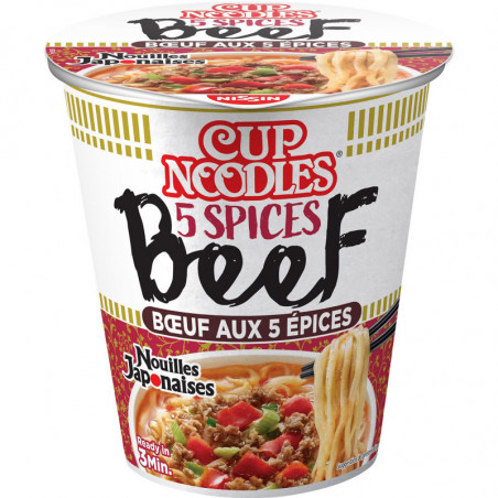 NISSIN - Cup Noodles 5 Spices Buf Soupe de nouilles Japonaises - pot de 64 g Sonico.fr