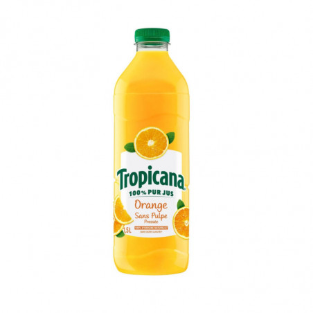 TROPICANA - Jus d'Orange Sans Pulpe 100% Pur Jus - bouteille de 1,5 L Sonico.fr