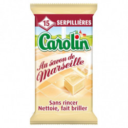 CAROLIN - Lingettes nettoyantes sols au Savon de Marseille - 15 Serpillières Sonico.fr