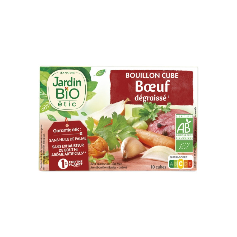 JARDIN BIO ETIC - Bouillons de cubes buf Bio Dégraissé - boîte de 10 cubes de 10 g Sonico.fr