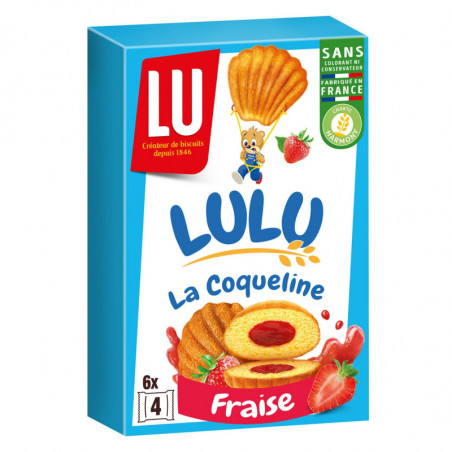 LU - Lulu La Coqueline Fraise Gâteaux fourrés à la fraise -  boîte de 6 sachets - 165 g Sonico.fr