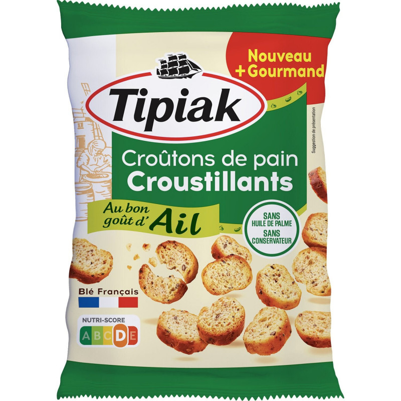 TIPIAK - Croûtons Croustillants Ail - sachet de 75 g Sonico.fr