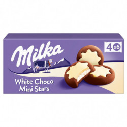MILKA - White choco Mini Stars Biscuits fourrés - boîte de 4 sachets - 150 g Sonico.fr