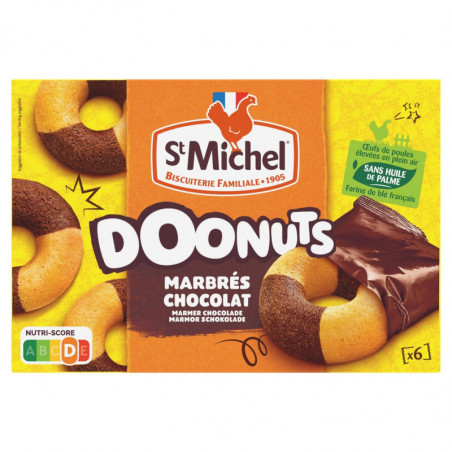 ST MICHEL - Doonuts Marbrés Chocolat Gâteaux - boite de 6 - 180 g Sonico.fr