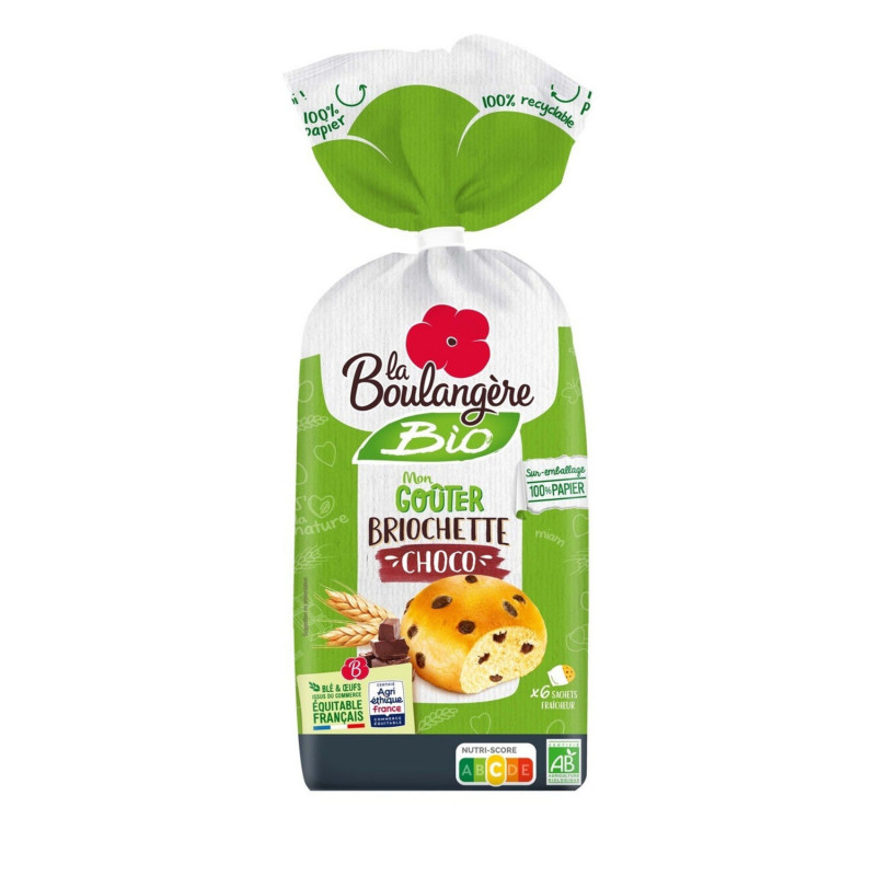LA BOULANGERE - Briochettes Bio aux Pépites de Chocolat Noir - sachet de 6 - 240 g Sonico.fr