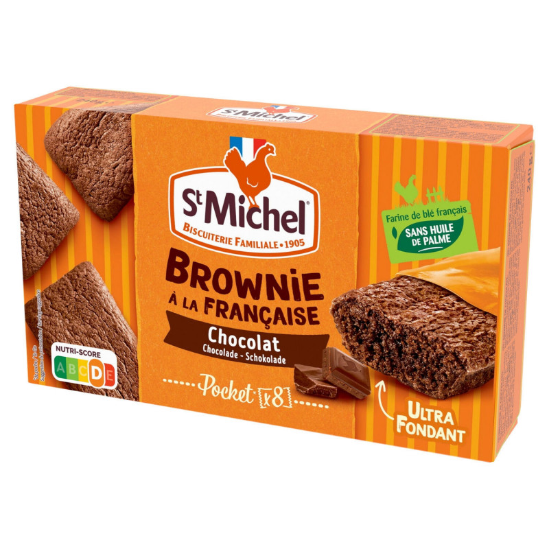 ST MICHEL  - Brownies à la Française Chocolat - boite de 8 gâteaux - 240 g Sonico.fr