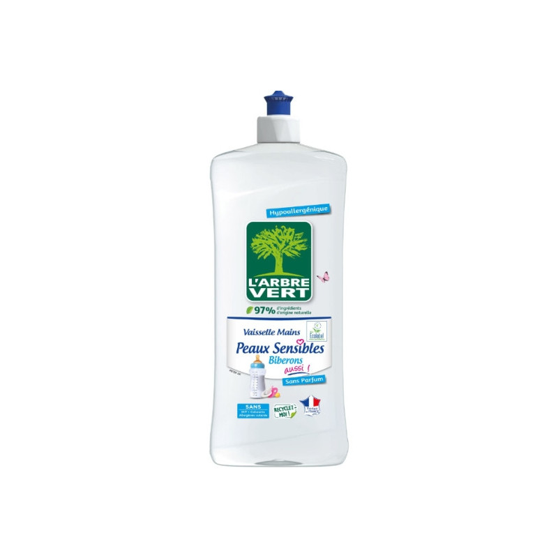 L'ARBRE VERT - Liquide vaisselle Peaux sensibles et Biberons - flacon de 750 ml Sonico.fr