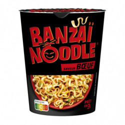 BANZAI NOODLE - Nouilles instantanées saveur Buf - pot de 67 g Sonico.fr