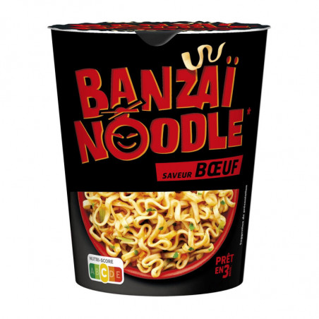 BANZAI NOODLE - Nouilles instantanées saveur Buf - pot de 67 g Sonico.fr