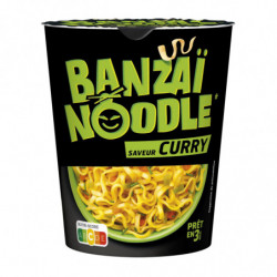 BANZAI NOODLE - Nouilles instantanées saveur Curry - pot de 67 g Sonico.fr