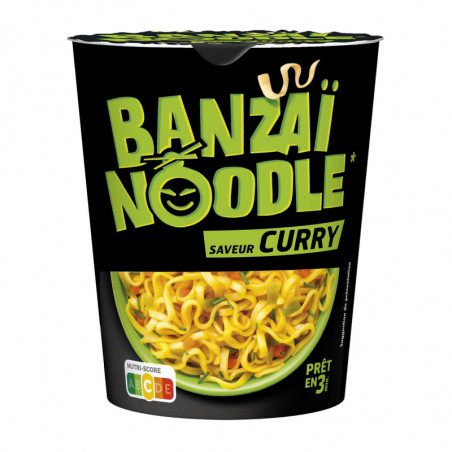 BANZAI NOODLE - Nouilles instantanées saveur Curry - pot de 67 g Sonico.fr
