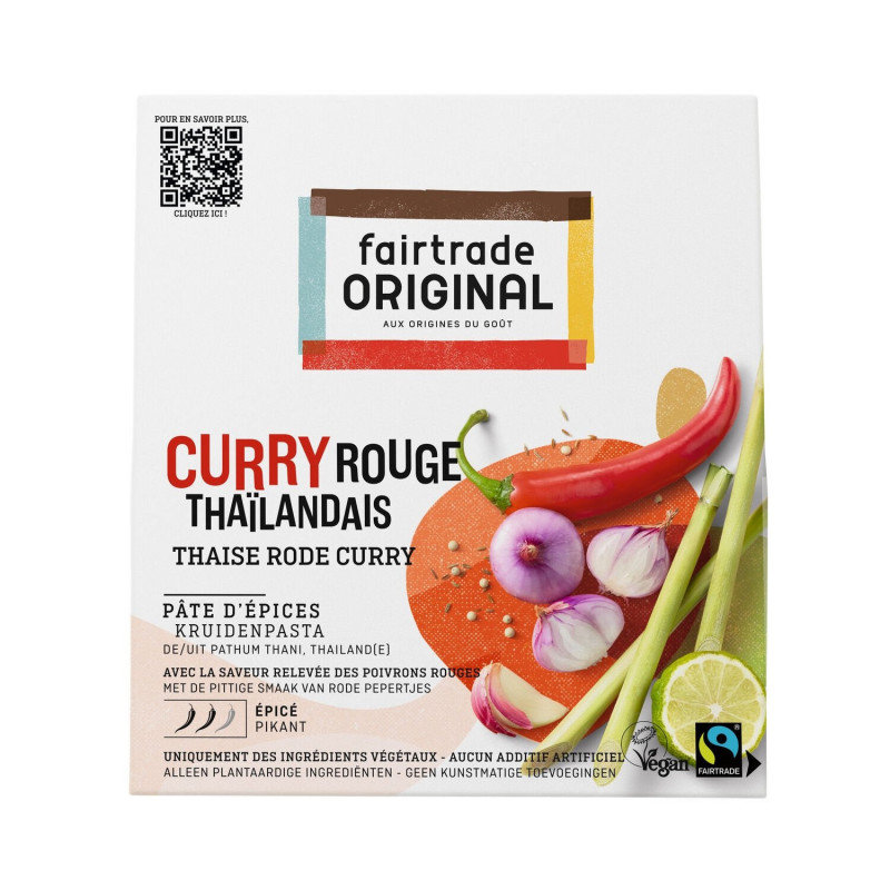 FAIR TRADE - Pate Curry Rouge Thailandais - paquet de 70 g Sonico.fr