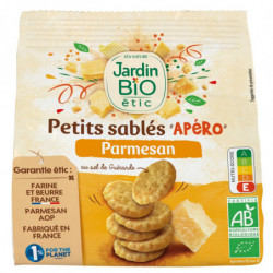 JARDIN BIO ETIC - Petit sablés Apéro Parmesan Biscuits apéritifs - sachet de 100 g  Sonico.fr
