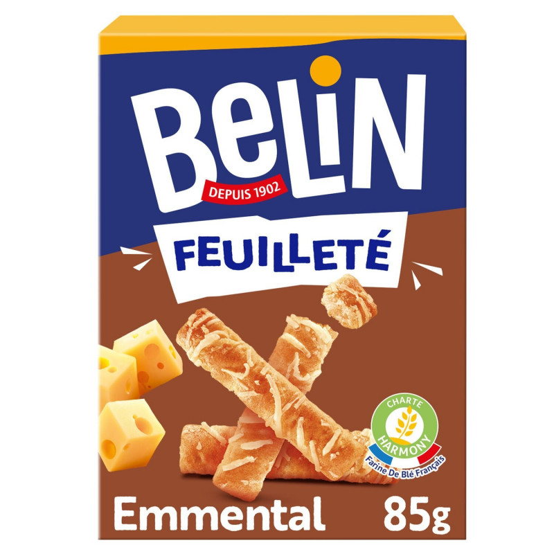 BELIN - Feuilleté à l'Emmental Biscuits apéritifs Crackers - boîte de 85 g Sonico.fr
