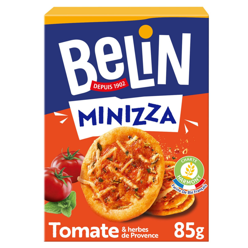BELIN - Minizza Biscuits apéritifs Crackers à la Tomate - boîte de 85 g Sonico.fr