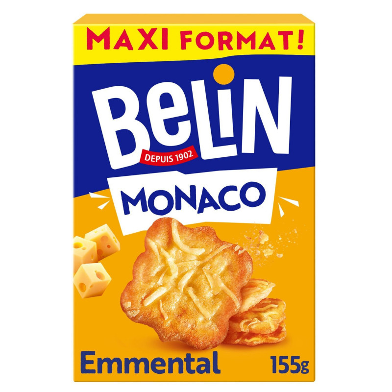 BELIN - Monaco Emmental Biscuits apéritifs Crackers - boîte de 155 g Sonico.fr