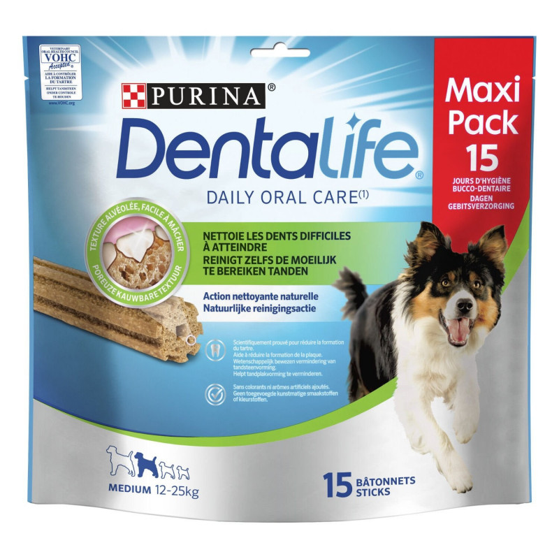 PURINA - DENTALIFE Récompense pour chien Medium  12-25 kg - sachet de 15 bâtonnets - 345 g Sonico.fr