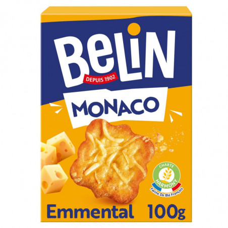 BELIN - Monaco Emmental Biscuits apéritifs Crackers - boîte de 100 g Sonico.fr
