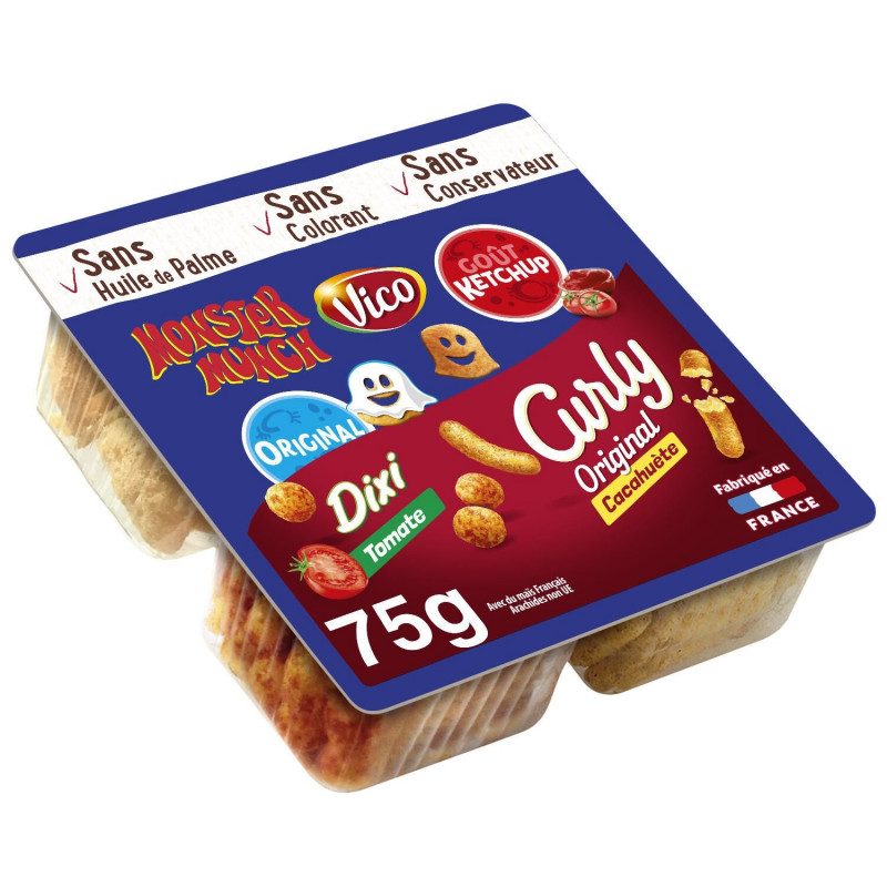 MONSTER MUNCH - Assortiments Biscuits apéritifs salés 4 goûts - barquette de 75 g Sonico.fr
