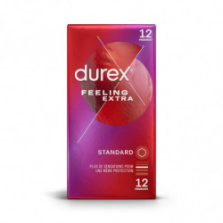 DUREX - Feeling Extra Préservatifs Extras Fins Extra Lubrifiés - boîte de 12 préservatifs Sonico.fr
