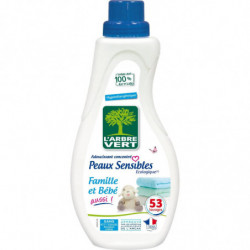 L'ARBRE VERT - Adoucissant Linge Peaux Sensibles Famille Bébé - 53 Lavages - 800 ml Sonico.fr
