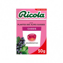 RICOLA - Bonbons Cassis sans sucres - boite de 50 g Sonico.fr