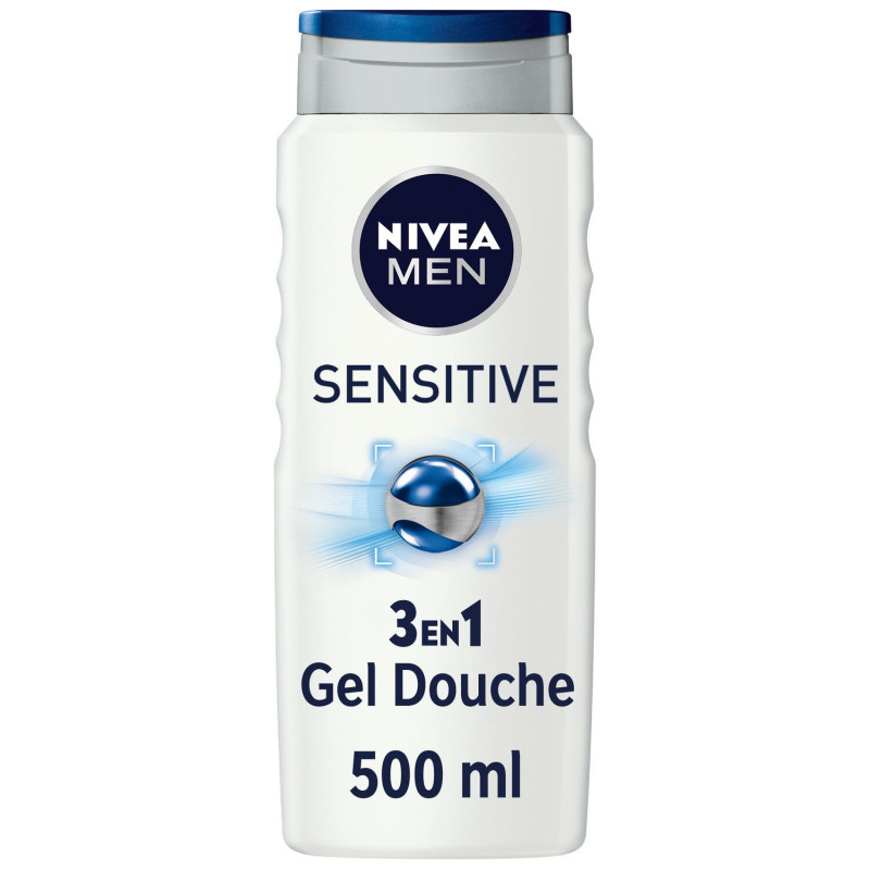 NIVEA MEN - Sensitive Gel douche 3 en 1 extrait de bambou - flacon de 250 ml Sonico.fr