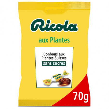 RICOLA - aux Plantes Bonbons Suisse aux Plantes Sans Sucres - paquet de 70 g Sonico.fr