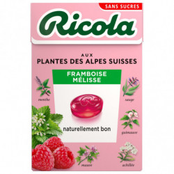 RICOLA - Bonbons Framboise Mélisse sans sucres - boite de 50 g Sonico.fr