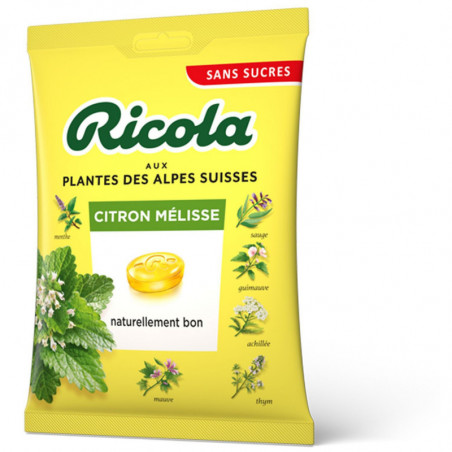 RICOLA - Citron Mélisse Bonbons Suisse aux Plantes Sans Sucres - paquet de 70 g Sonico.fr