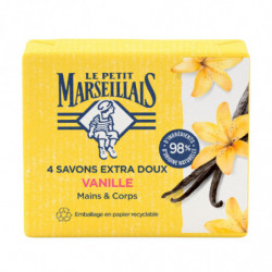 LE PETIT MARSEILLAIS - Savon Extra Doux Vanille Mains Et Corps - paquet de 4 savons de 100 g Sonico.fr