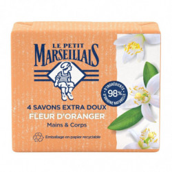LE PETIT MARSEILLAIS - Savon Extra Doux Fleur D'Oranger Mains Et Corps - paquet de 4 savons de 100 g Sonico.fr
