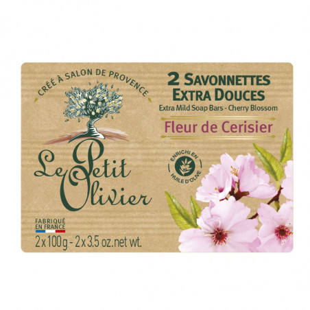 LE PETIT OLIVIER - Savonnette Extra Douce Fleur de Cerisier - paquet de 2 savons de 100g Sonico.fr