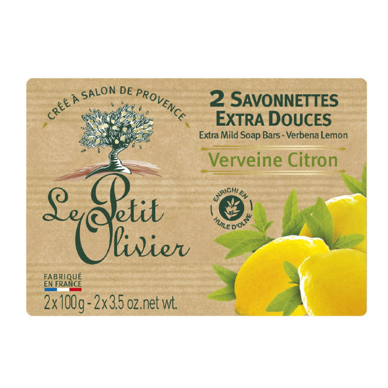 LE PETIT OLIVIER - Savonnette Extra Douce Verveine Citron - paquet de 2 savons de 100g Sonico.fr