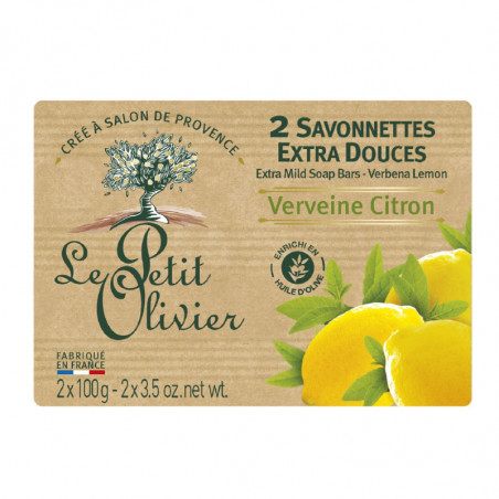 LE PETIT OLIVIER - Savonnette Extra Douce Verveine Citron - paquet de 2 savons de 100g Sonico.fr
