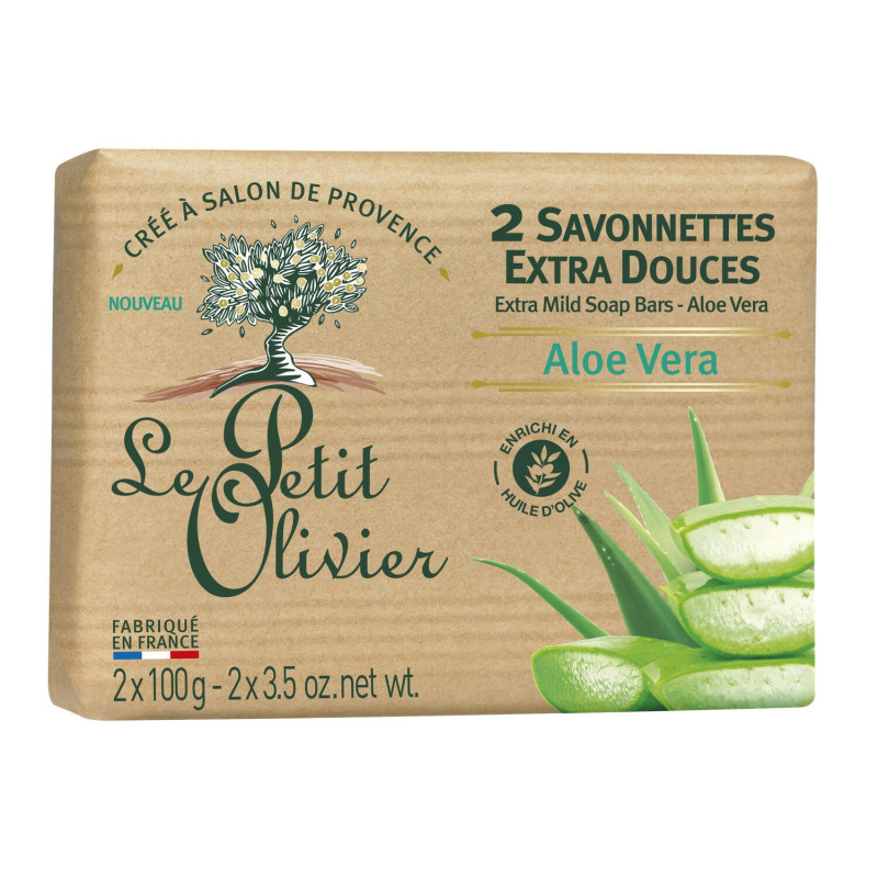 LE PETIT OLIVIER - Savonnette Extra Douce Aloe Vera - paquet de 2 savons de 100 g Sonico.fr