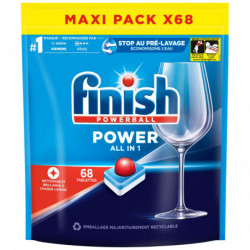 FINISH - Powerball Power All In 1 Tablettes lave-vaisselle - paquet de 68 capsules Sonico.fr