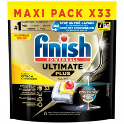 FINISH - Citron Powerball Ultimate Plus All In 1 Tablettes lave-vaisselle - paquet de 33 capsules Sonico.fr