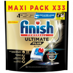 FINISH - Powerball Ultimate Plus All In 1 Tablettes lave-vaisselle - sachet de 33 tablettes Sonico.fr