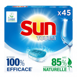 SUN - Tout En 1 Regular Tablette Lave-Vaisselle - boîte de 45 tablettes Sonico.fr