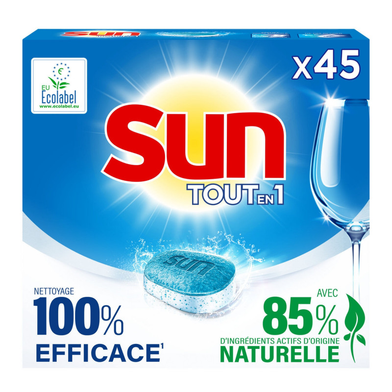 SUN - Tout En 1 Regular Tablette Lave-Vaisselle - boîte de 45 tablettes Sonico.fr