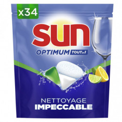 SUN - Citron Optimum Tout En 1 Tablettes Lave-Vaisselle - paquet de 34 tablettes Sonico.fr