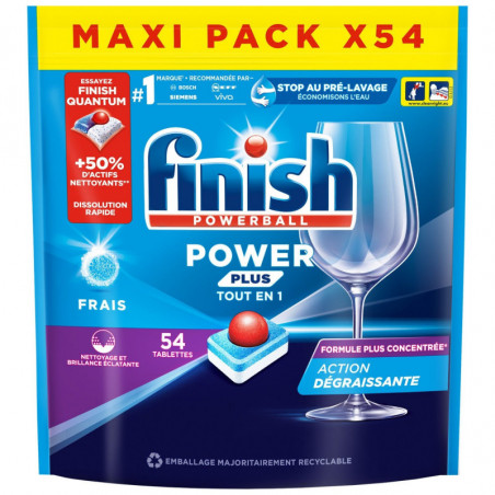 FINISH - Frais Power Plus Tout en 1 Tablettes lave-vaisselle - sachet de 54 tablettes Sonico.fr