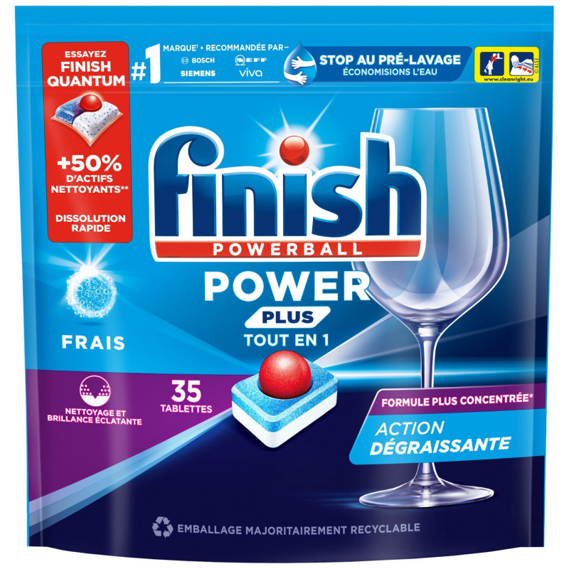 FINISH - Frais Power Plus Tout en 1 Tablettes lave-vaisselle - sachet de 35 tablettes Sonico.fr