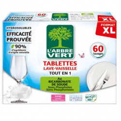 L'ARBRE VERT - Tout En 1 Origine naturelle Tablettes Lave-Vaisselle - boîte de 60 tablettes Sonico.fr