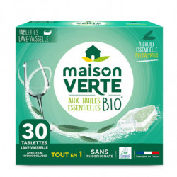 MAISON VERTE - Tablette lave vaisselle Tout En 1 aux huiles Bio - boîte de 30 doses Sonico.fr
