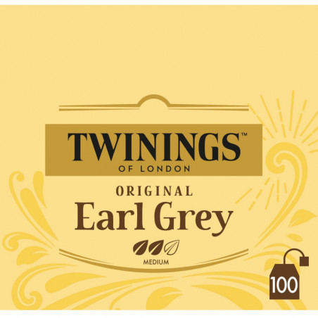 TWININGS - Thé noir Original Earl Grey - boite de 100 sachets Sonico.fr
