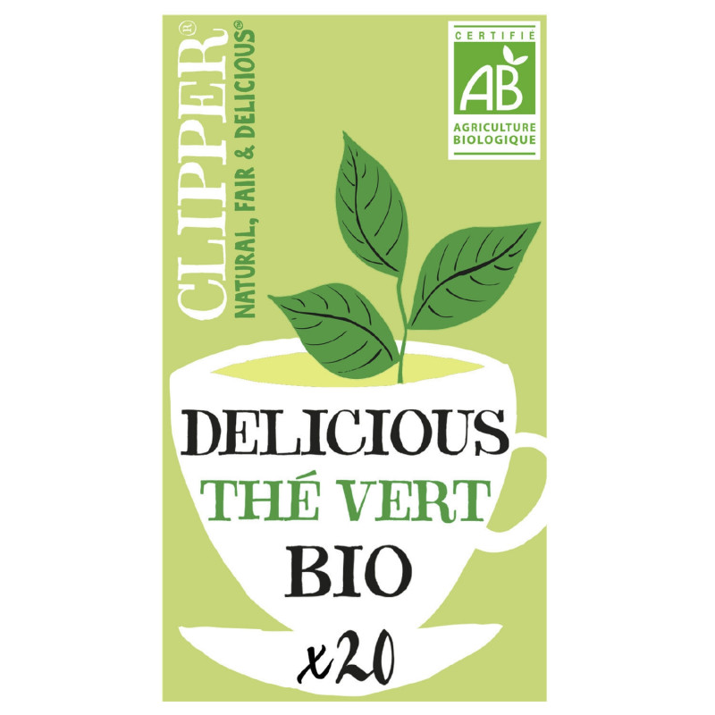 CLIPPER - Thé vert Bio Delicious - boite de 20 sachets - 35 g Sonico.fr