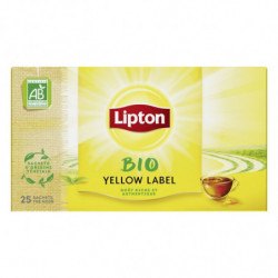 LIPTON - Thé noir Yellow Label Bio - boite de 25 sachets Sonico.fr