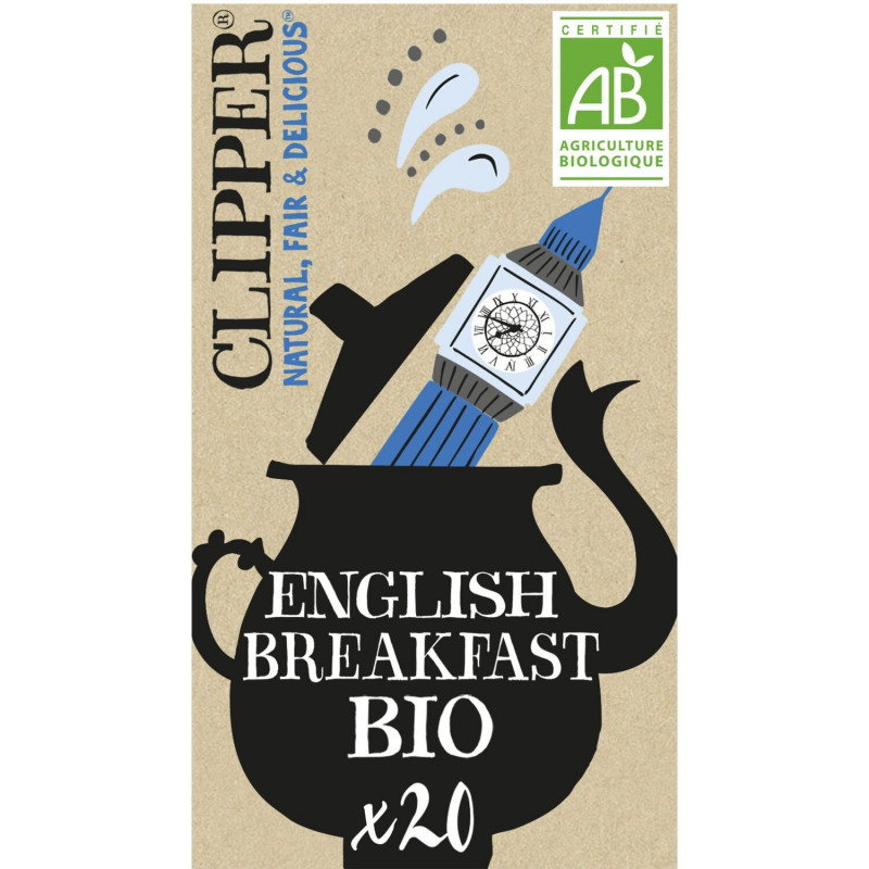 CLIPPER - Thé noir English Breakfast Bio - boite de 20 sachets Sonico.fr